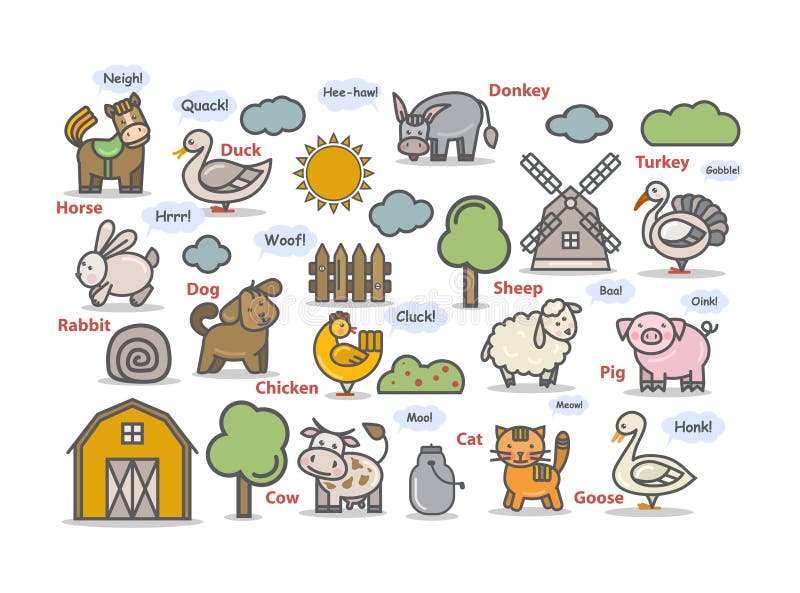 Landbouwbedrijfdieren geplaatst pictogram, pictogram Het vectorkarakter van overzichtsdieren stock illustratie Landbouwbedrijfdieren geplaatst pictogram, pictogram Het vectorkarakter van overzichtsdieren stock illustratie