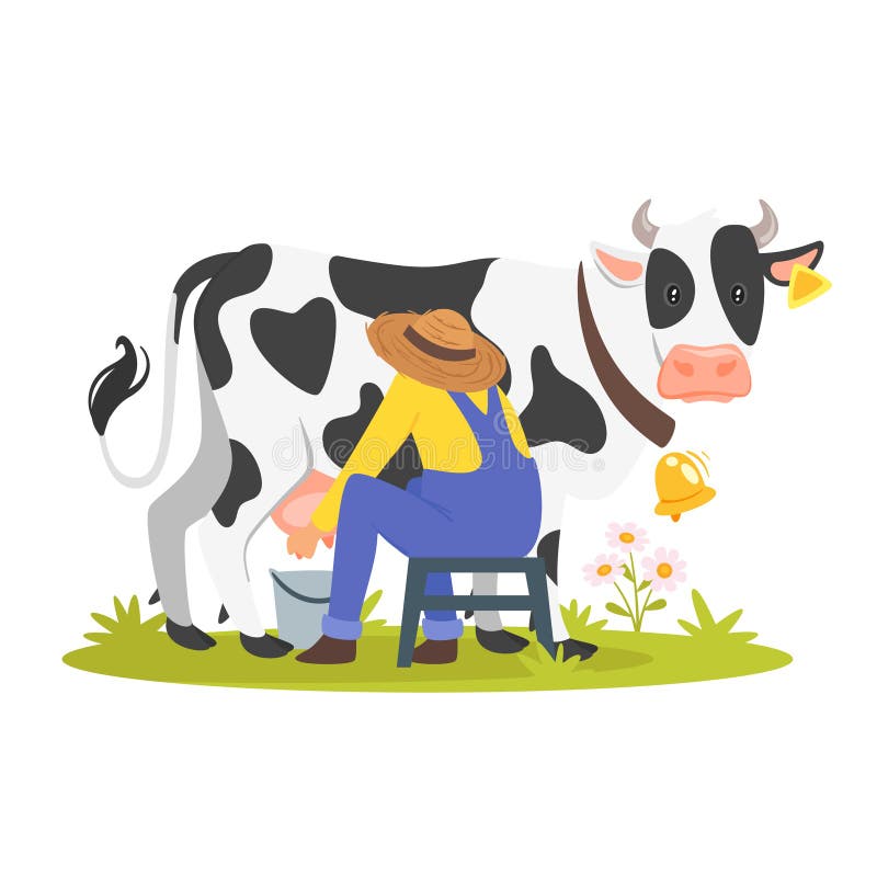 Landbouwer die een koe melken vector illustratie Landbouwer die een koe melken vector illustratie
