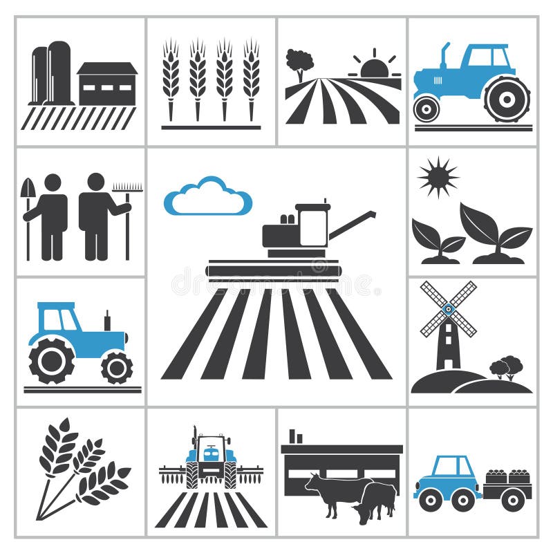 Landbouwikonen vector illustratie