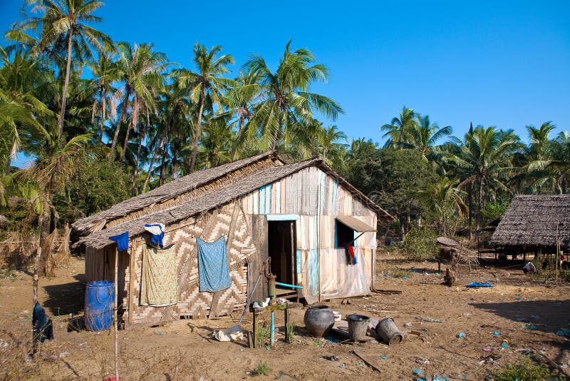 Traditional rural house made out of natural material on the poorer west coast of Myanmar. Traditional rural house made out of natural material on the poorer west coast of Myanmar.