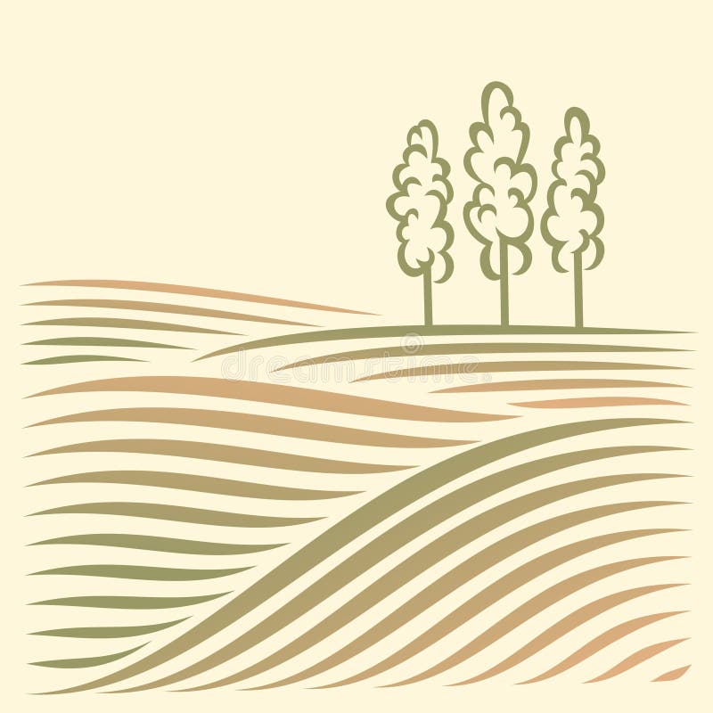Landelijk landschap met gebieden en boom royalty-vrije illustratie Landelijk landschap met gebieden en boom royalty-vrije illustratie