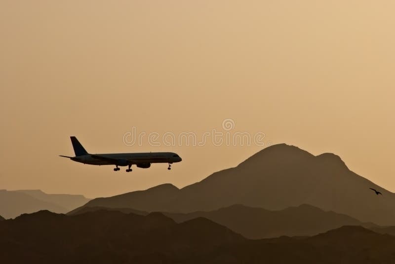 Landing at airport of Eilat, Israel stock photos