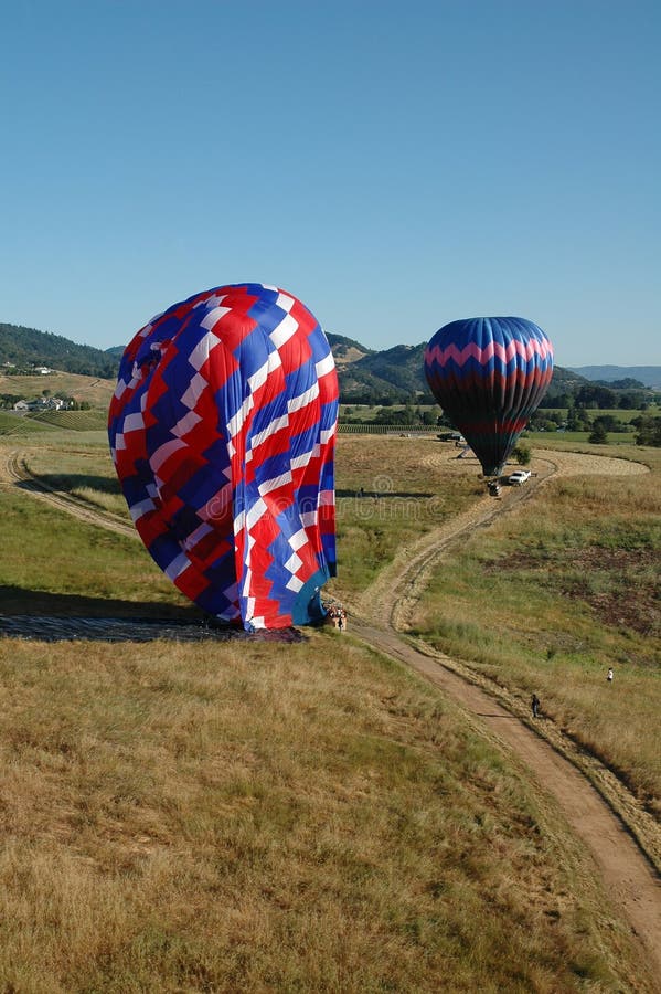 Landing Hot Air Balloons royalty free stock images Landing Hot Air Balloons royalty free stock images