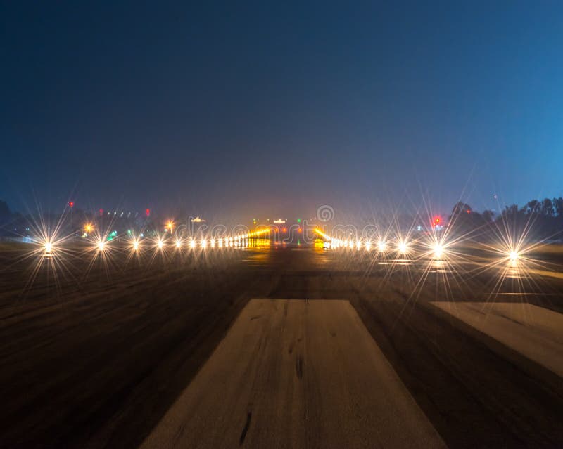 Runway Landing Lights At Night Stock Photo Image of light, flights