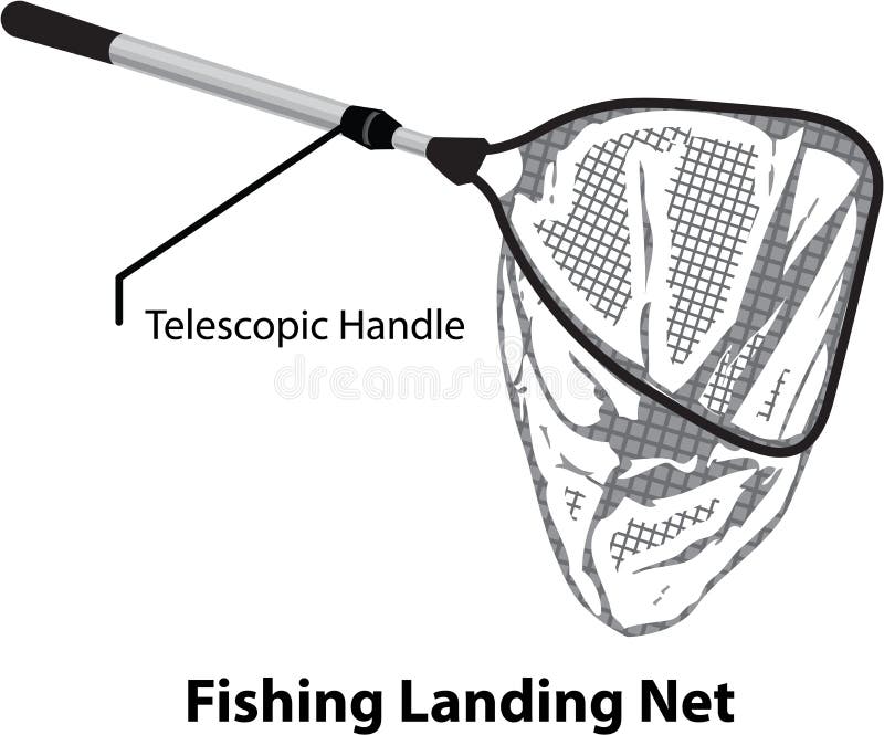 Landing Net for Fishing Illustration Marked Diagram Vector Stock