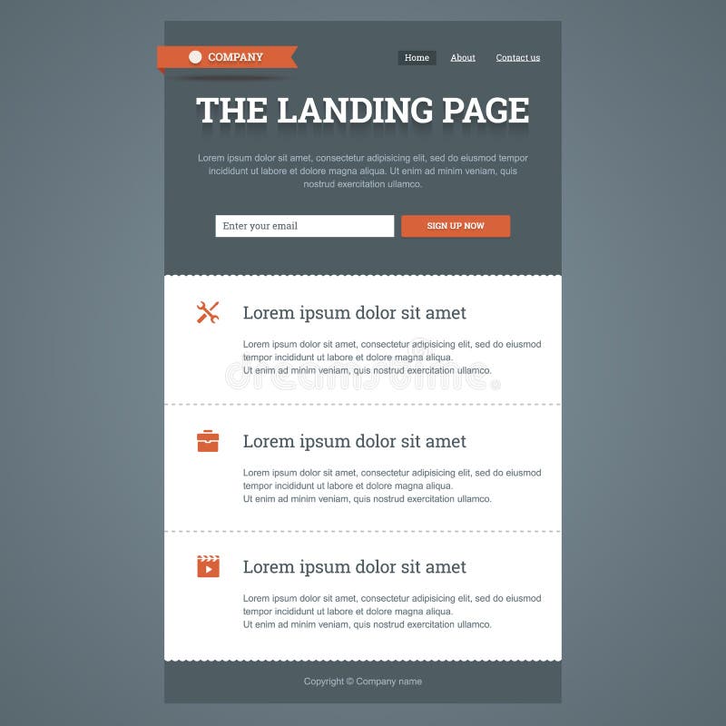 Landing page in flat style. stock illustration