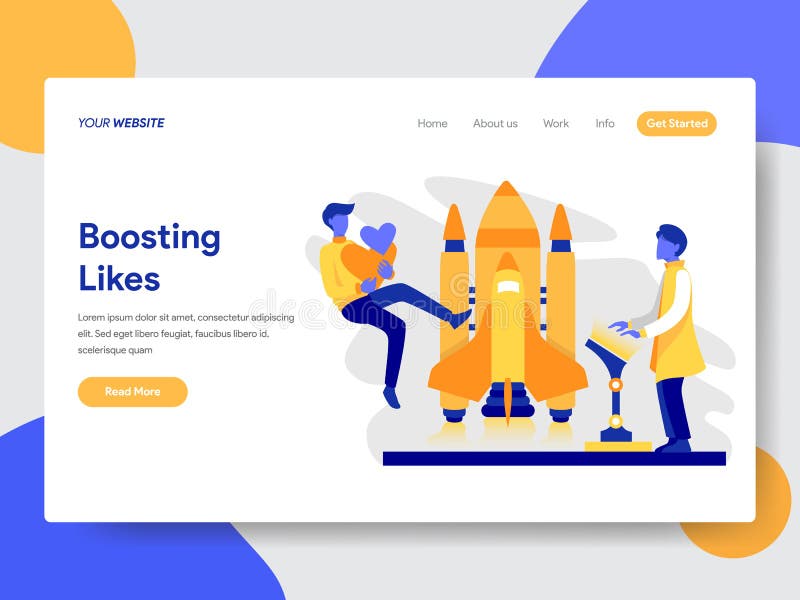 Landing page template of Boosting Likes Concept. Modern flat design concept of web page design for website and mobile website. stock illustration Landing page template of Boosting Likes Concept. Modern flat design concept of web page design for website and mobile website. stock illustration