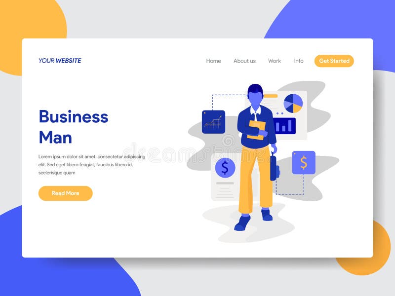 Landing page template of Businessman Concept. Modern flat design concept of web page design for website and mobile website.Vector