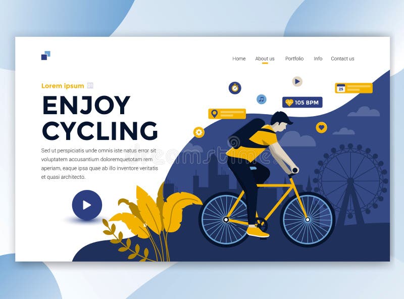 Flat Modern design of wesite template - Enjoy Cycling stock illustration