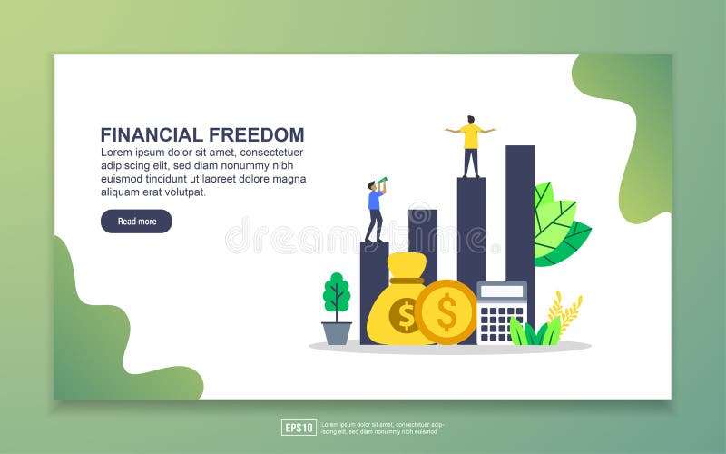 Landing page template of financial freedom. Modern flat design concept of web page design for website and mobile website. Easy to stock illustration Landing page template of financial freedom. Modern flat design concept of web page design for website and mobile website. Easy to stock illustration