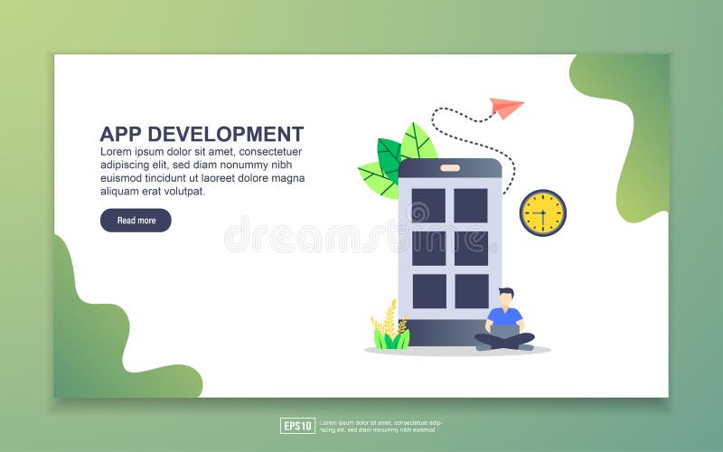 Landing Page Template für die Entwicklung von Anwendungen Modernes Flachdesign-Konzept für Web-Seiten-Design für Websites und mob stock abbildung