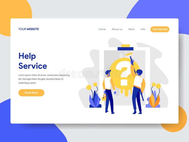 Landing page template of Help Service Concept. Modern flat design concept of web page design for website and mobile website.Vector vector illustration Landing page template of Help Service Concept. Modern flat design concept of web page design for website and mobile website.Vector vector illustration