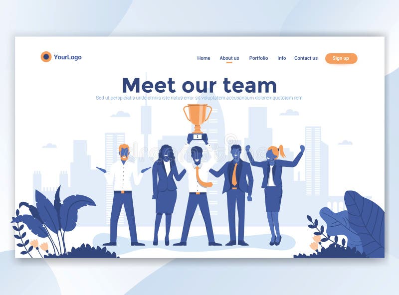 Flat Modern design of wesite template - Meet our team royalty free illustration