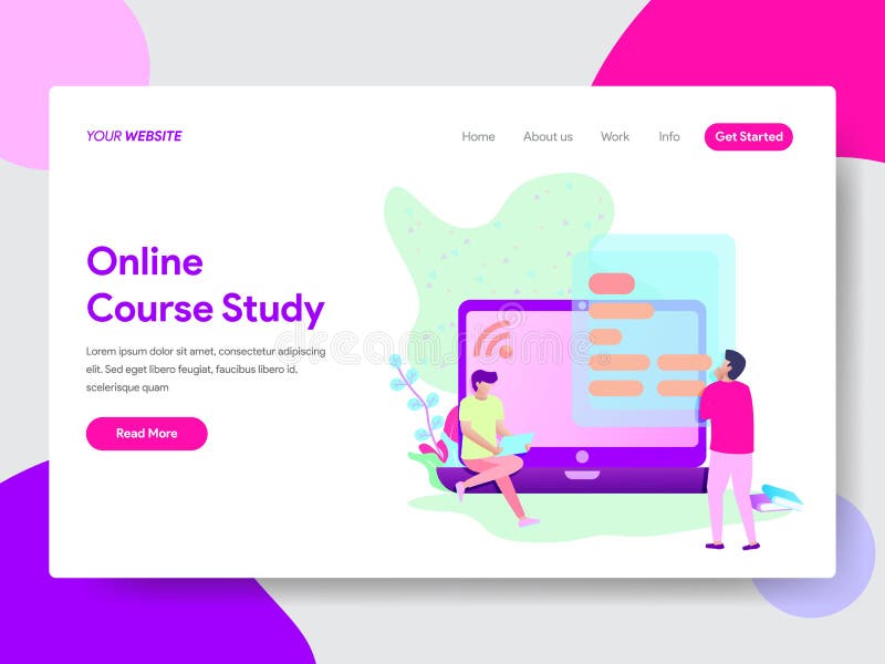 Landing page template of Online Course Student Illustration Concept. Modern flat design concept of web page design stock illustration