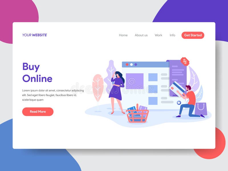 Landing page template of Online Shopping. Modern flat design concept of web page design for website and mobile website.Vector vector illustration Landing page template of Online Shopping. Modern flat design concept of web page design for website and mobile website.Vector vector illustration
