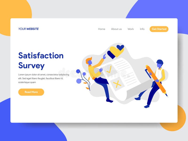 Landing page template of Satisfaction Survey Concept. Modern flat design concept of web page design for website and mobile website royalty free illustration Landing page template of Satisfaction Survey Concept. Modern flat design concept of web page design for website and mobile website royalty free illustration