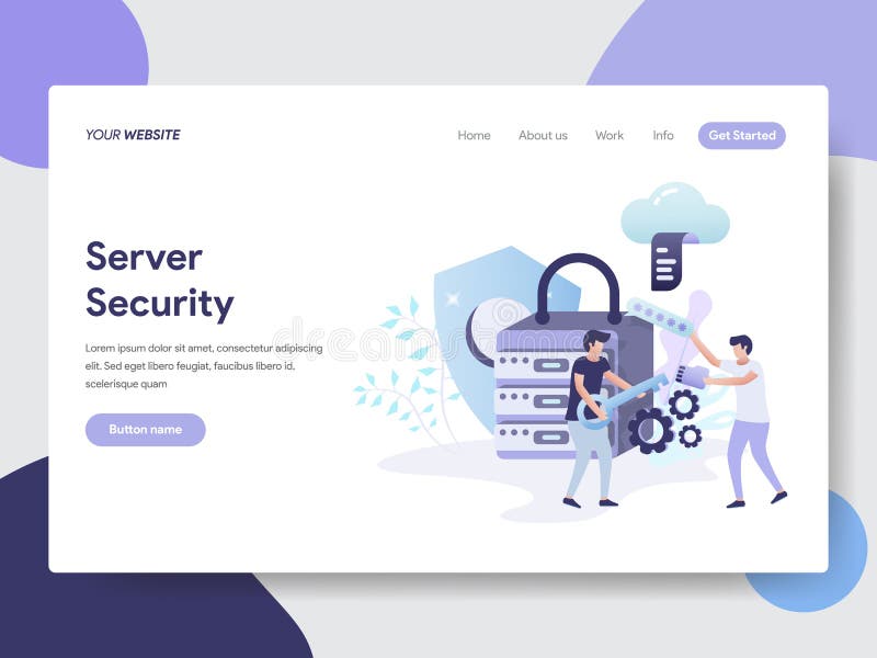 Landing page template of Server Security Illustration Concept. Modern flat design concept of web page design for website and royalty free illustration Landing page template of Server Security Illustration Concept. Modern flat design concept of web page design for website and royalty free illustration