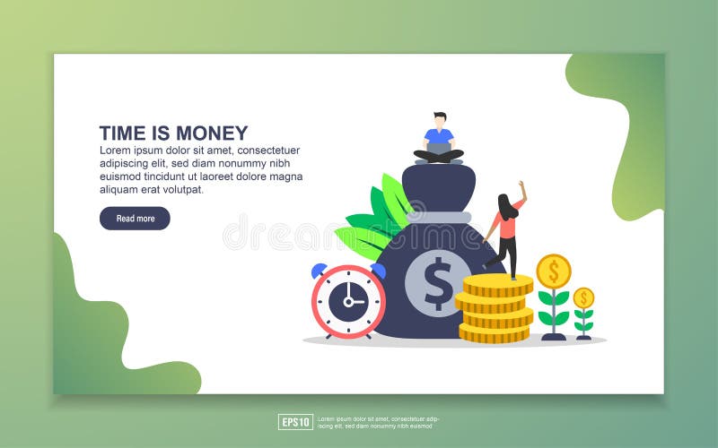 Landing page template of Time is money. Modern flat design concept of web page design for website and mobile website. Easy to edit stock illustration Landing page template of Time is money. Modern flat design concept of web page design for website and mobile website. Easy to edit stock illustration