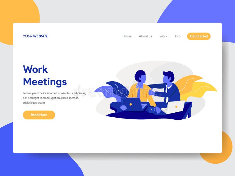 Landing page template of Work Meeting Concept. Modern flat design concept of web page design for website and mobile website.Vector