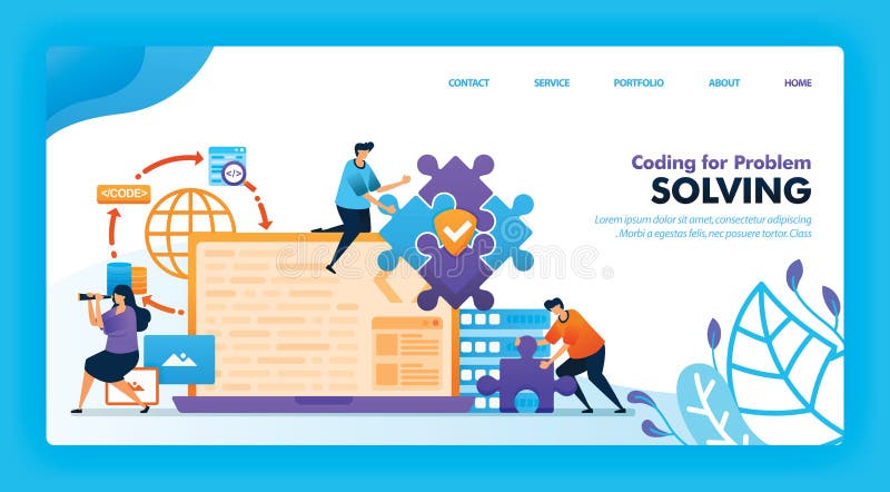 Landing page vector design of Coding for Problem Solving. Easy to edit and customize. Modern flat design concept of web page, webs vector illustration Landing page vector design of Coding for Problem Solving. Easy to edit and customize. Modern flat design concept of web page, webs vector illustration