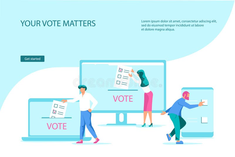 Landing webpage template of electronic voting stock illustration