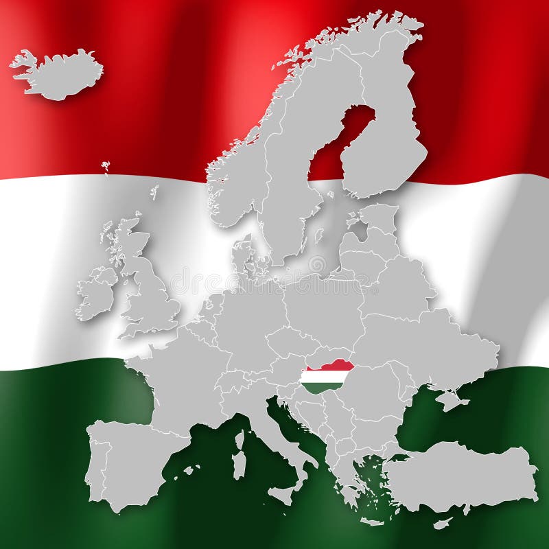 Karte Von Europa Mit Ungarn Stock Abbildung - Illustration von ikone