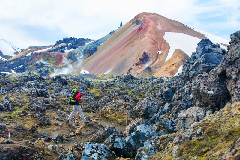 Landmannalaugar - fantastiskt landskap i Island fotografering för bildbyråer Landmannalaugar - fantastiskt landskap i Island fotografering för bildbyråer