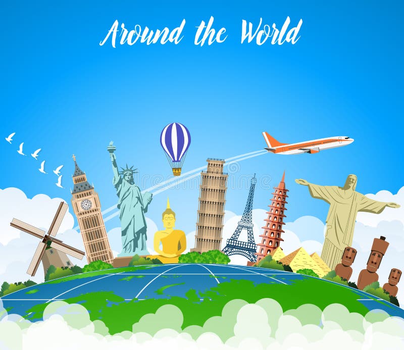 Travel, Journey Concept. Famous Monuments of World Countries Stock ...