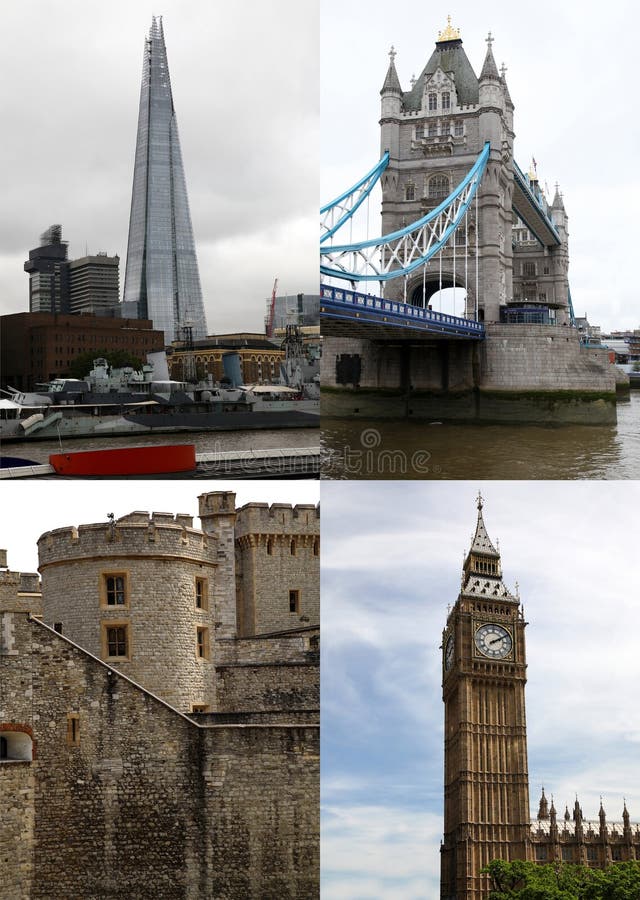 Landmarks in London, Postcard Stock Photo Image of england, flag