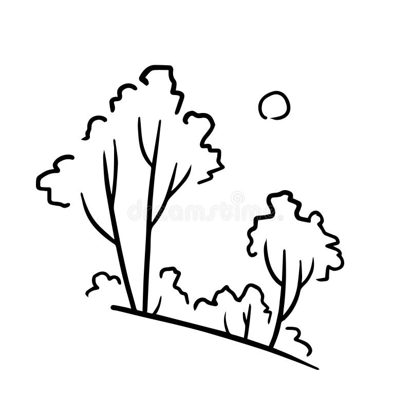 Outline tree landscape stock vector. Illustration of landscape 194264675