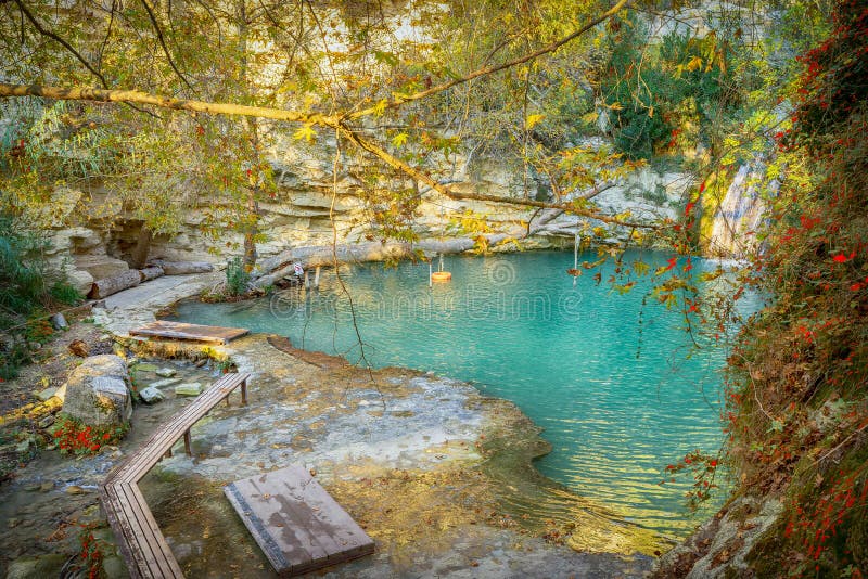 Landscape with Adonis Baths Waterfalls, Paphos, Cyprus Stock Image