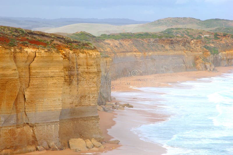 Landscape with cliffs in the mist, Great Ocean Road, Victoria, Australia royalty free stock images Landscape with cliffs in the mist, Great Ocean Road, Victoria, Australia royalty free stock images