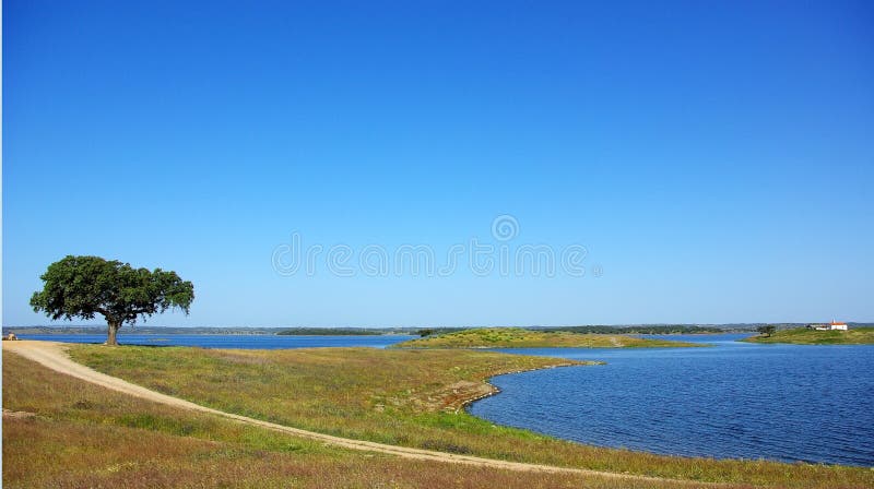 Landscape of Alqueva barrage. royalty free stock photos