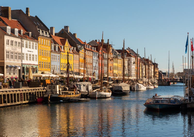 Landscape of the Ancient Port of Nyhavn in Copenhagen in Denmark Stock ...