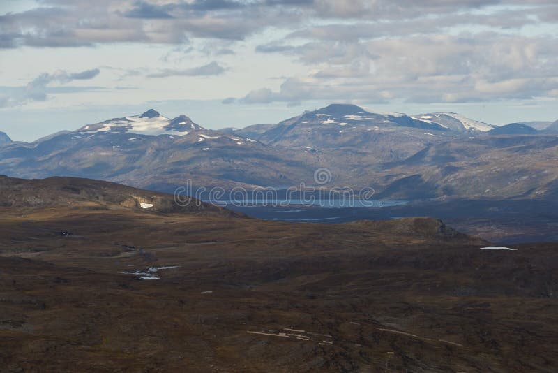 Landscape as seen from Mount Njulla Nuolja. Northern Sweden