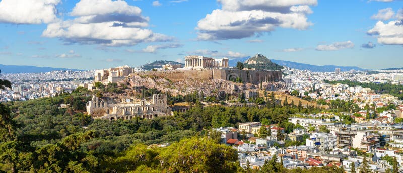 View of the Acropolis and Parthenon Against the Background of Smoke ...