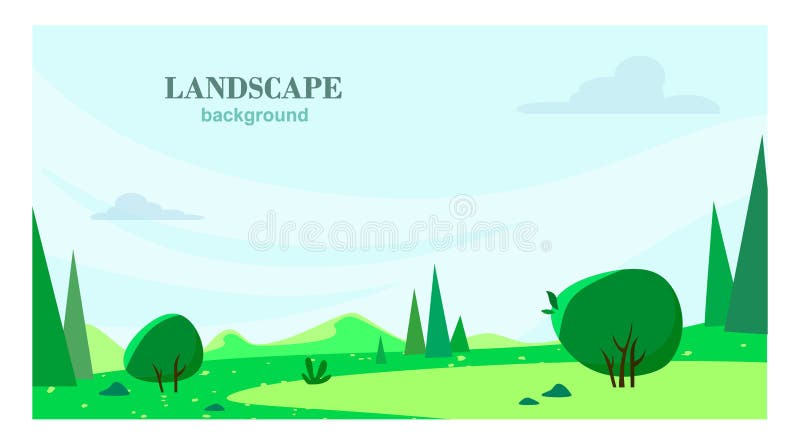 Forest Outdoor Background with Mountains. Flat Cartoon Style Vector  Illustration. Stock Vector - Illustration of hill, mountain: 147485729