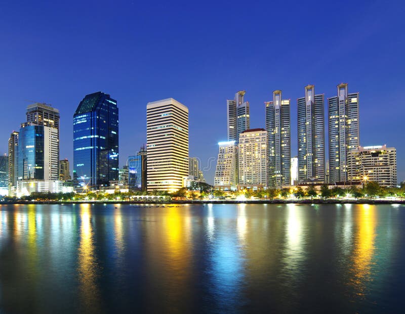 Landscape Bangkok city at twilight royalty free stock photo