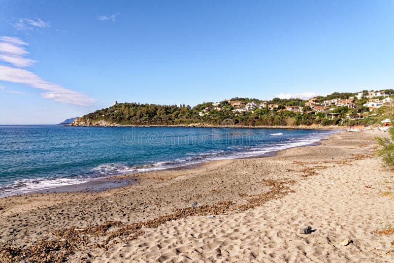 Landscape of Bathing Beach Porto Frailis on the Rocky Coast of Sardinia ...
