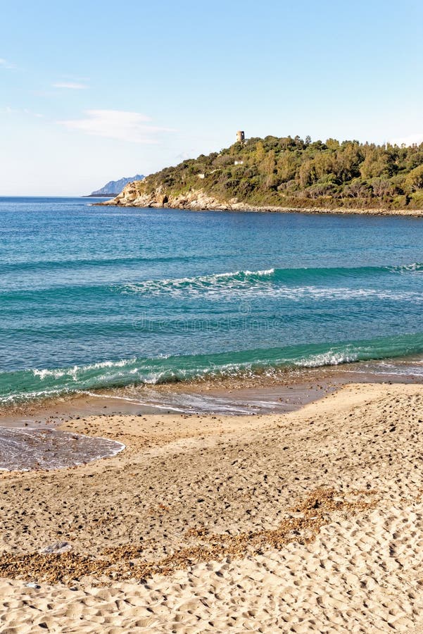 Landscape of Bathing Beach Porto Frailis on the Rocky Coast of Sardinia ...