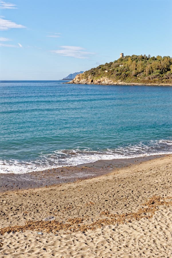 Landscape of Bathing Beach Porto Frailis on the Rocky Coast of Sardinia ...