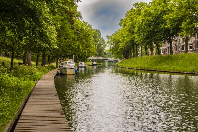 Landscape on a canal in the city of Utrecht. netherlands royalty free stock images Landscape on a canal in the city of Utrecht. netherlands royalty free stock images