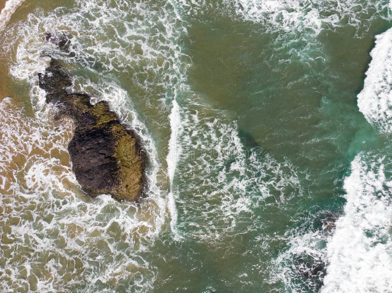Landscape Cliffs in the Ocean with Waves on the Beach.Top View, Texture