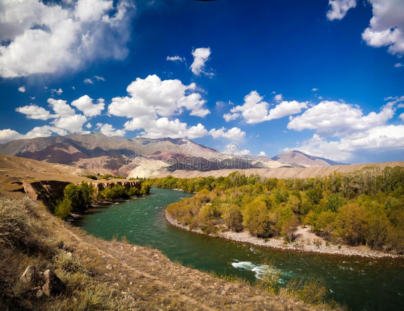 Landscape Of Colored Mountain Near Kokemeren River, Kyzyl-Oi Kyrgyzstan