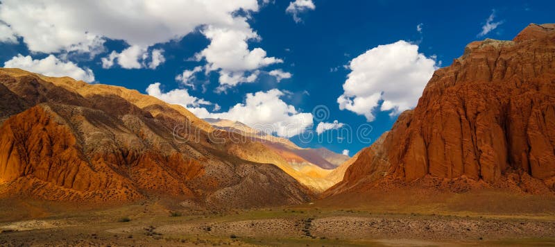 Landscape of Colored Mountain Near Kokemeren River, Kyzyl-Oi Kyrgyzstan