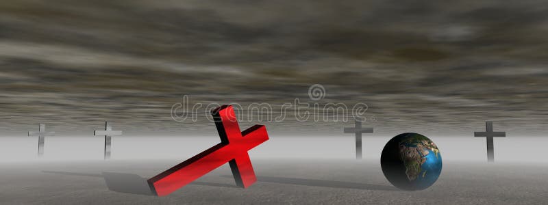 Landscape cross and world