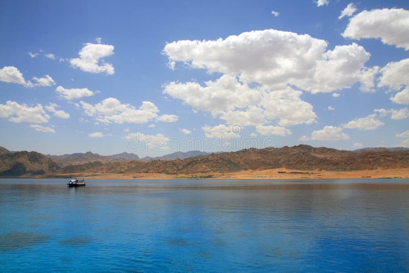 Landscape of Dahab lagoon. Red Sea. Sunny day.