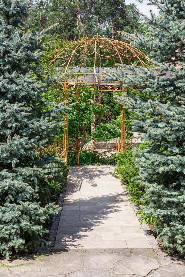 Landscape design, garden path to gazebo