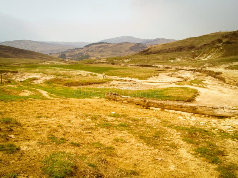 Landscape Empty Valley Green Hills White Mountains Stock Photo Image