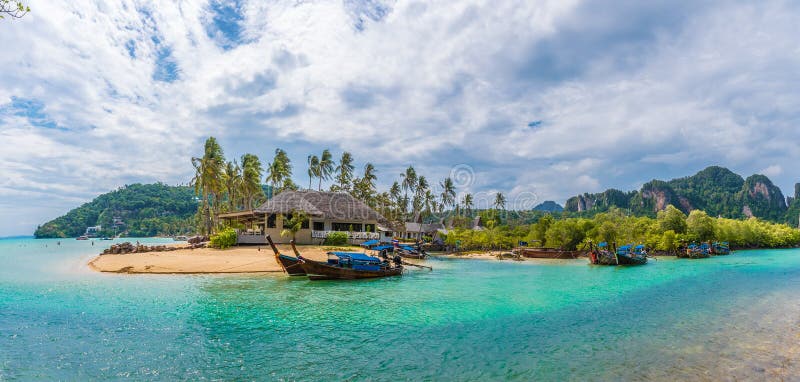 Landscape with exotic beach Loh ba kao Bay in Phi Phi island, Krabi Province, Andaman Sea, Thailand stock image Landscape with exotic beach Loh ba kao Bay in Phi Phi island, Krabi Province, Andaman Sea, Thailand stock image
